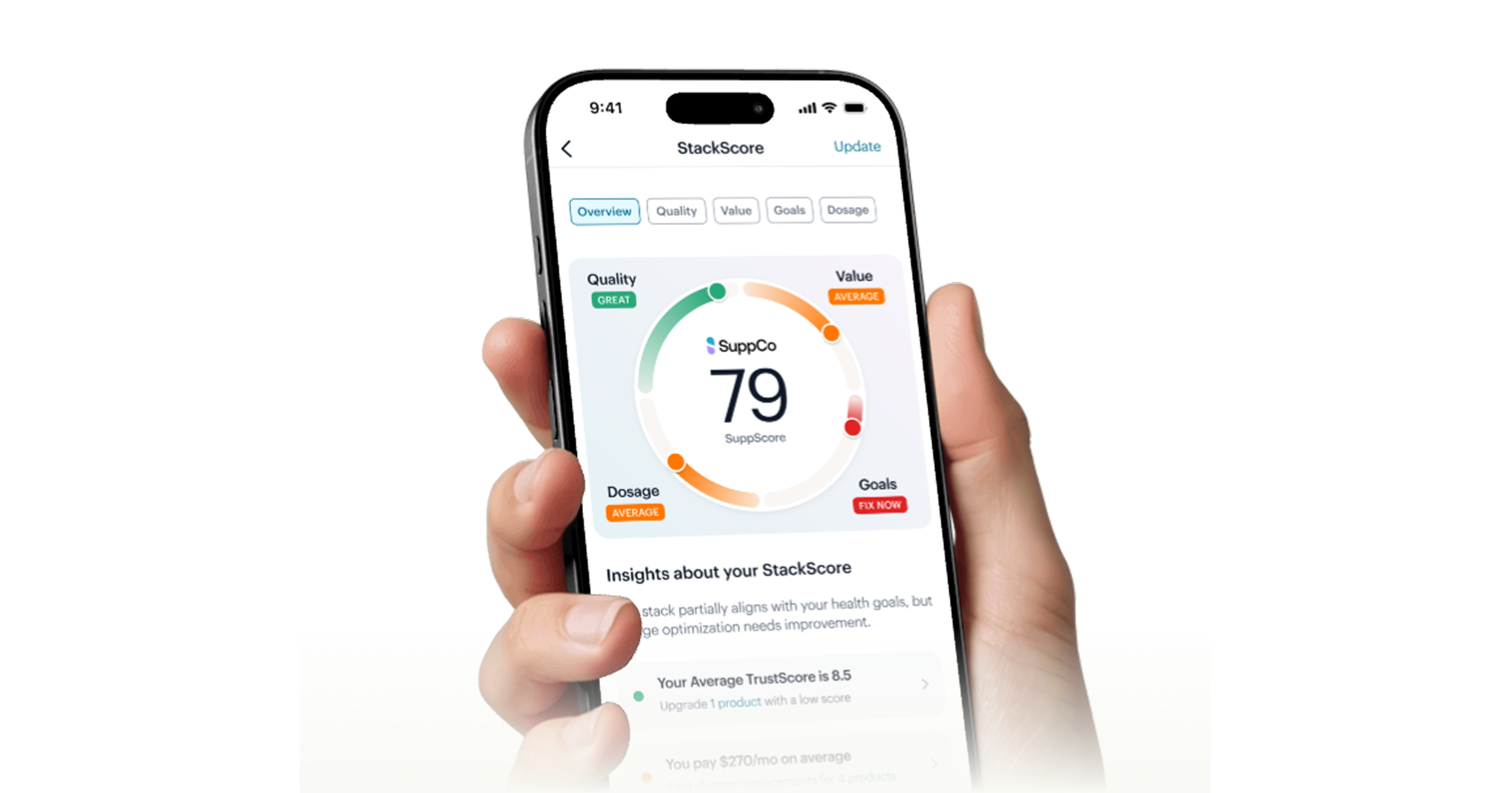 SuppScore - Supplement stack analysis app screenshot