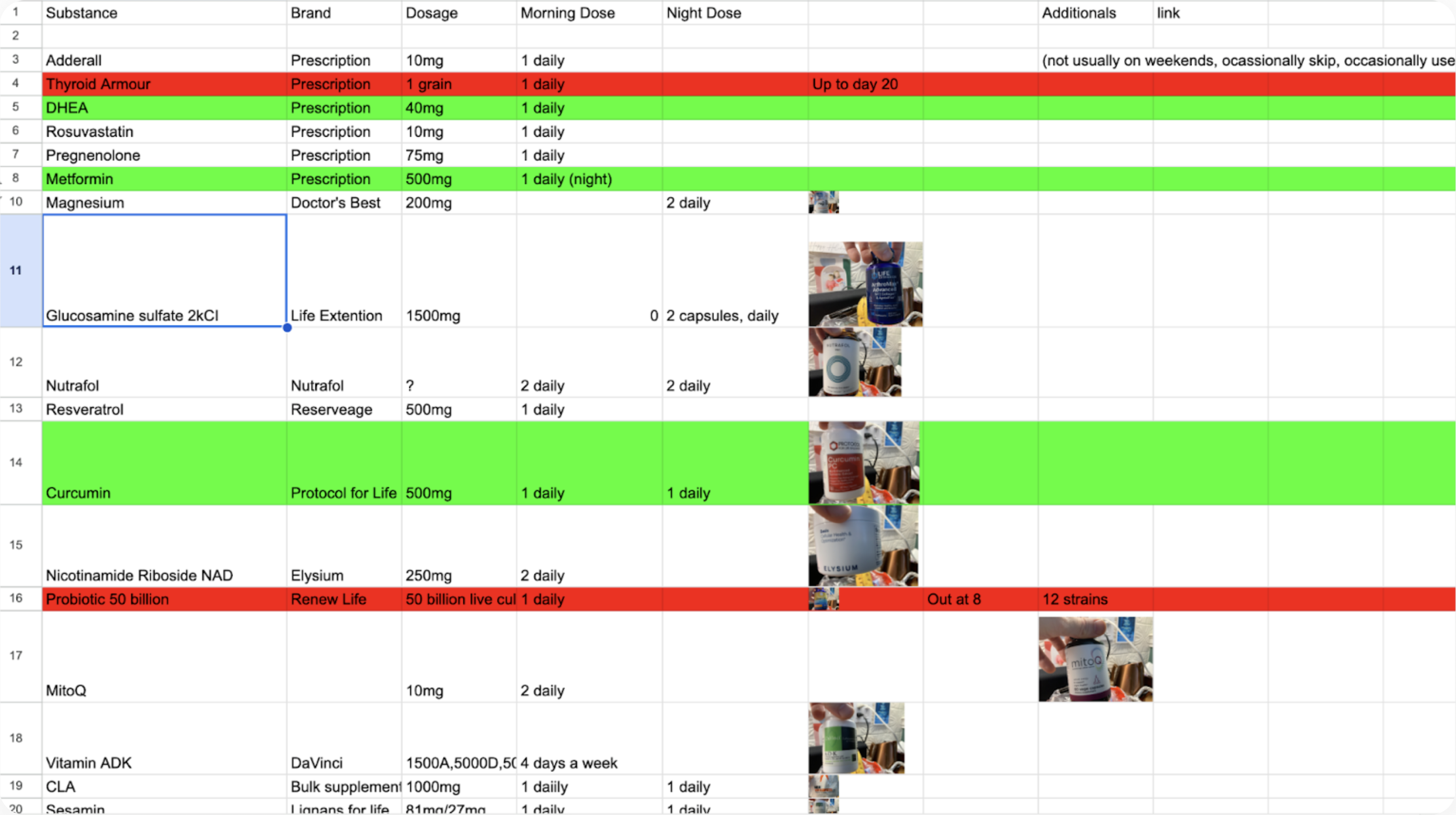 Steve's original supplement tracker